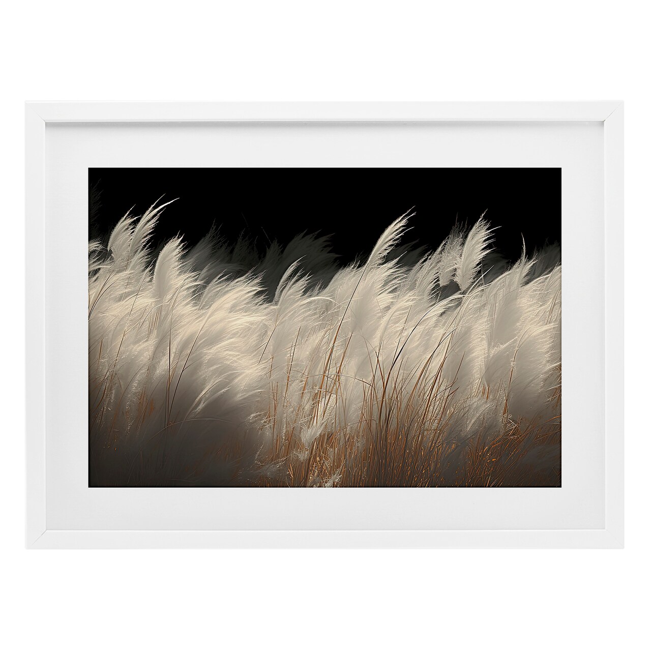 Stupell Industries White Feathers Windblown Grasses Framed Print Under Glass, design by Decent Exposures